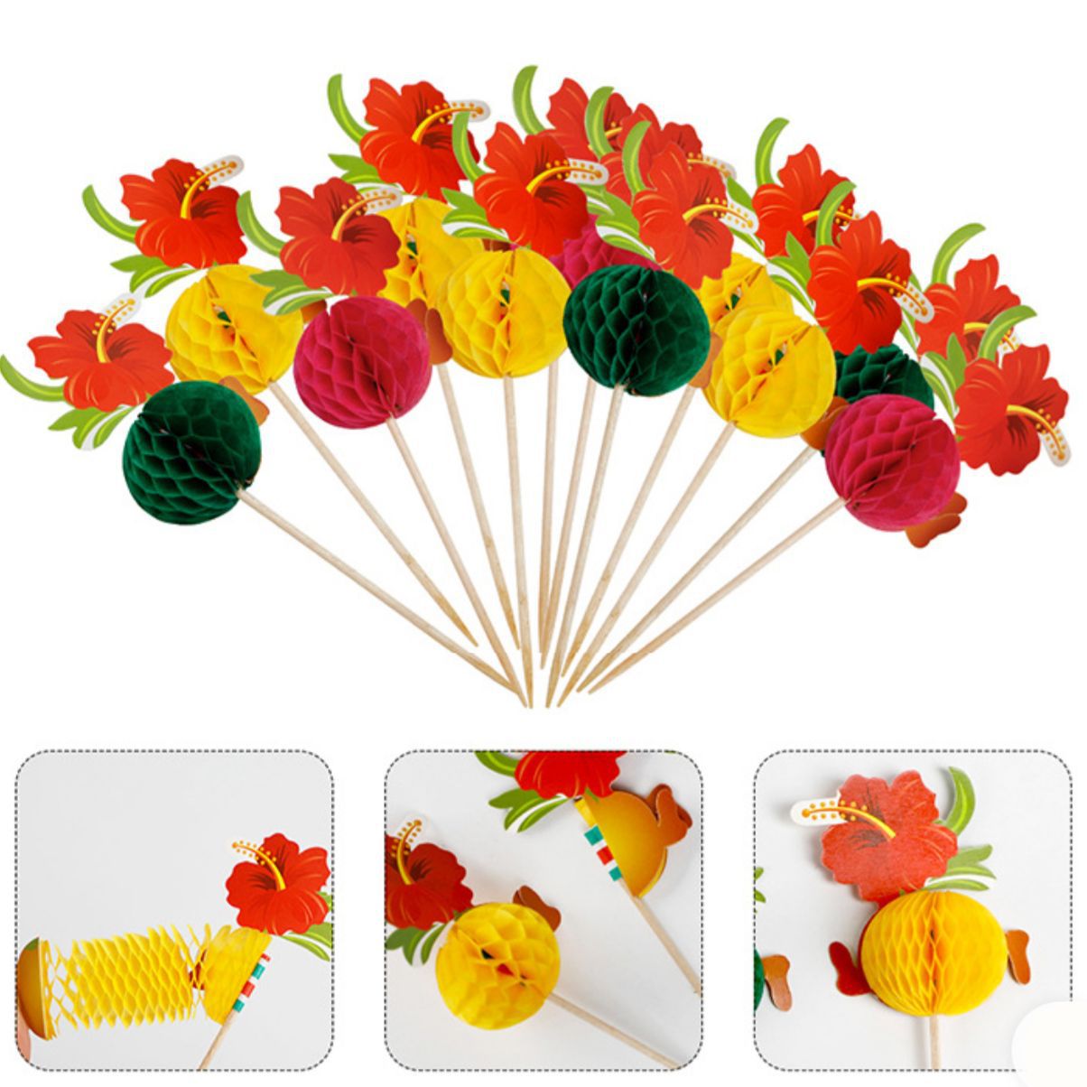 Venta al por mayor spot pastel decoración de horneado con palillo de cocotero paraguas con palillo de pavo real cóctel flamenco piña transfronteriza