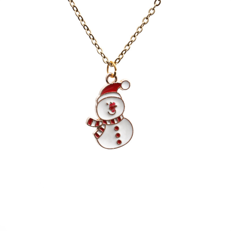 Cadeau De Noël Bonhomme De Neige Alliage Boucles D&#39;oreilles Collier Ensemble De Bijoux En Gros Nihaojewelry display picture 6