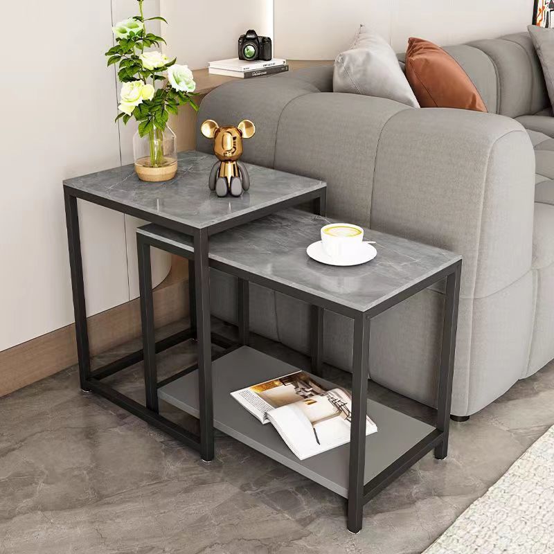 Sofá de tabla de roca simple armario lateral sala de estar móvil pequeño tablero de té al lado del armario lateral sofá cuadrado lujoso ángulo mesas