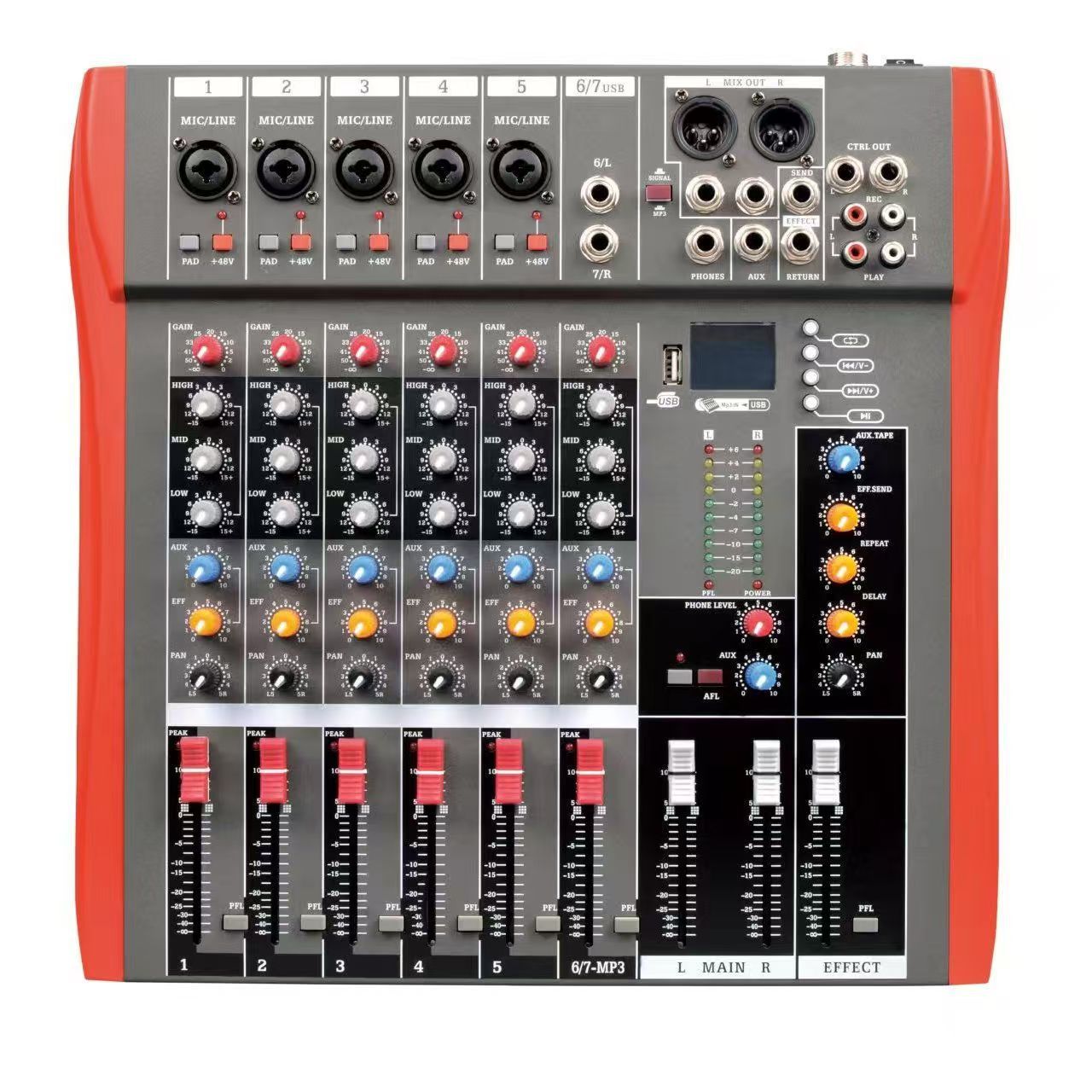 Mezclador profesional de 6 / 8 / 12 con efecto de reverberación USB Bluetooth para rendimiento de audio de escenario