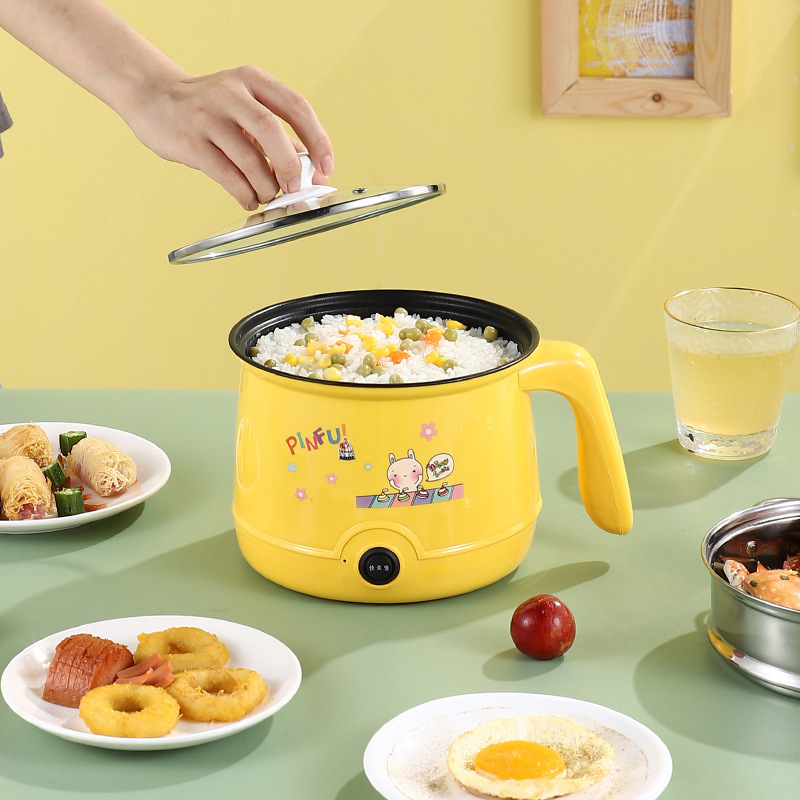 Playful Cat Multifunction Non-stick Smart Student Dormitory Home Electric Hot Pot Mini Steamer Electric Cooking Pot for Single or Double Use