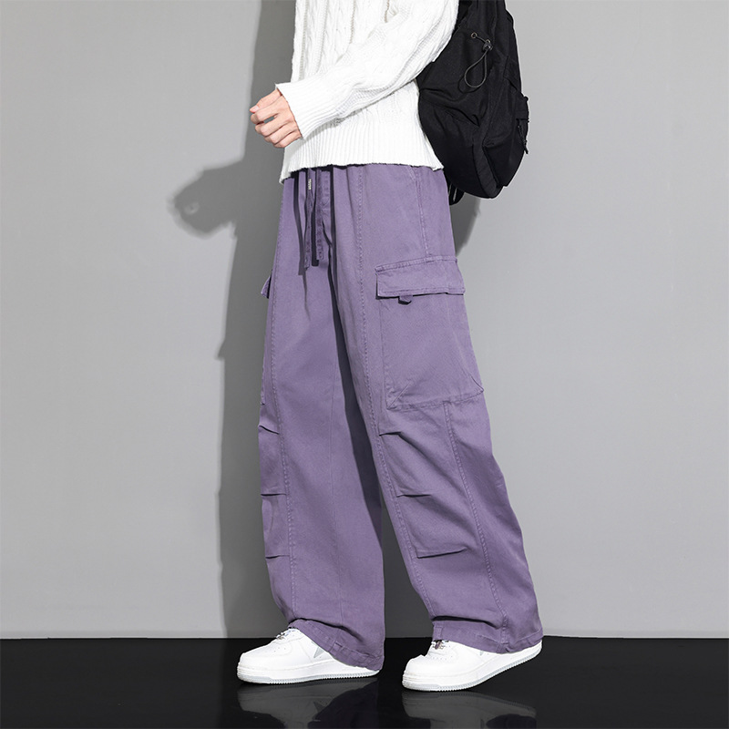 JYF-2791 Men's Workwear Sweatpants 2026 Autumn/Winter Youth Warm Loose Cropped Casual Pants