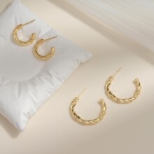 白岚同款麻花耳环复古时尚素圈S925银2025新款银针厂家直销欧美