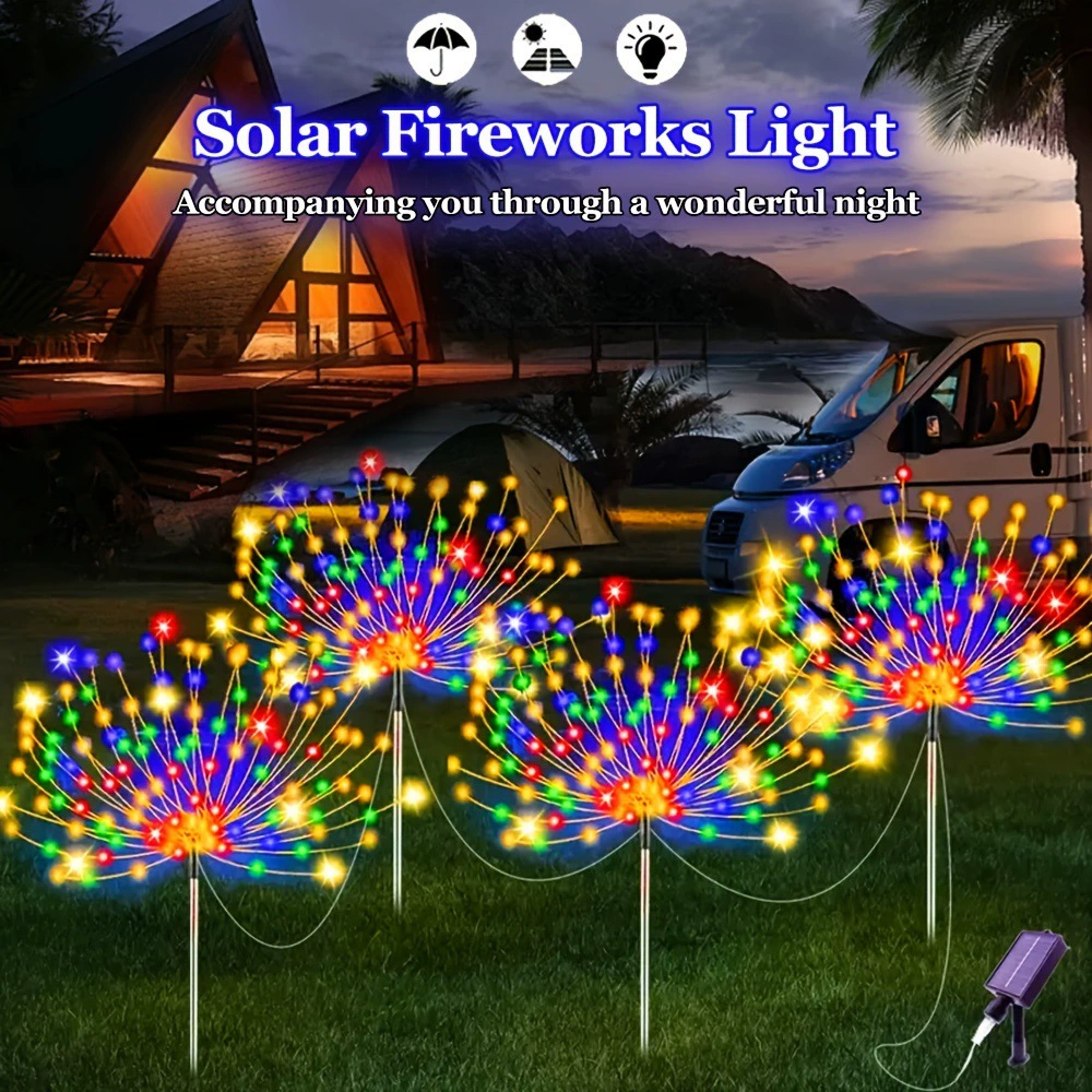 2025 Новые трансграничные дропшиппинг 4 солнечные декоративные фейерверки 8 режимов освещения Трансграничная торговля