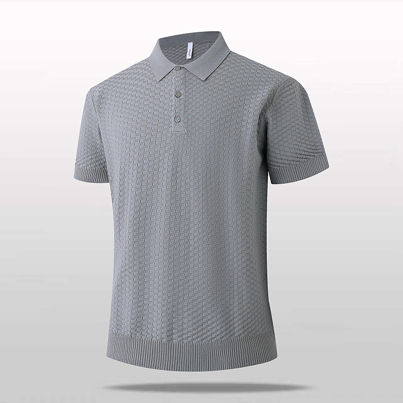 Polo camiseta de punto camiseta de manga corta hombre waffle vieja camiseta de hielo delgada de verano fábrica transfronteriza al por mayor