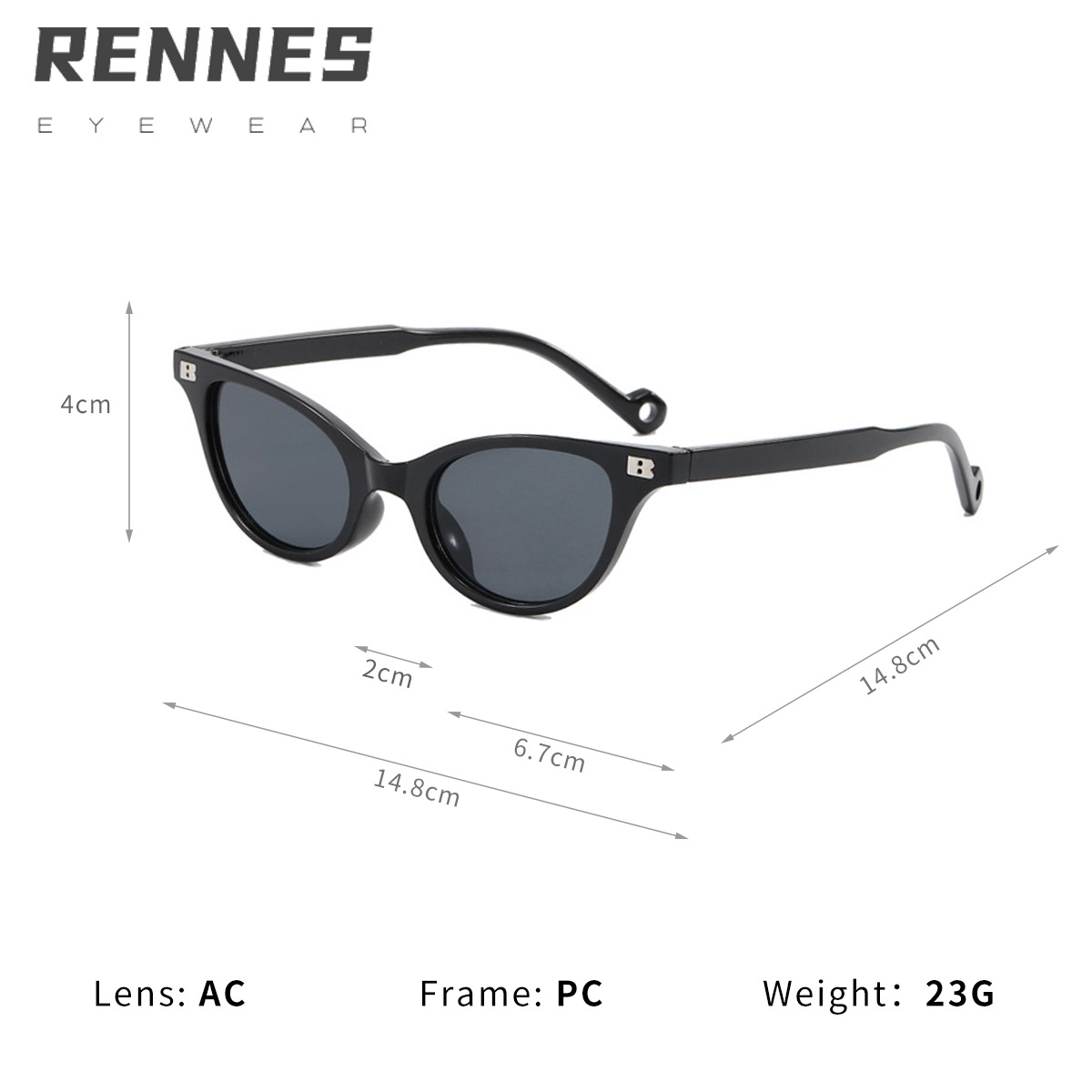 Gafas de sol con letra de ojo de gato de marco pequeño para hombres y mujeres, tiro callejero de moda europea y americana, gafas de sol de protección solar al aire libre Sunglasses