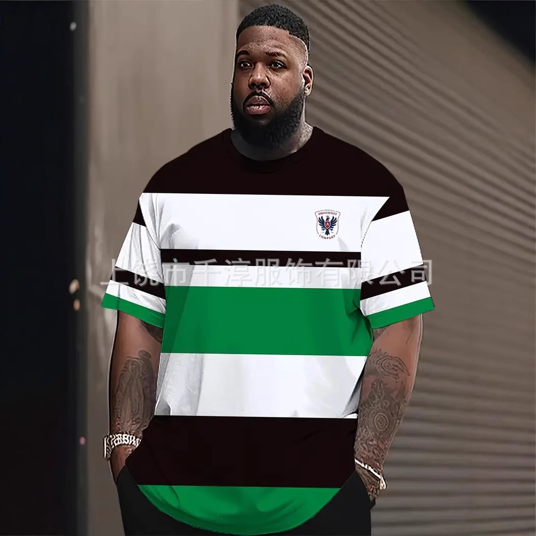 AliExpress TMEU verano estilo caliente comercio exterior ropa de hombre deportes de manga corta camiseta impresa a rayas de cuerpo completo digital 3D