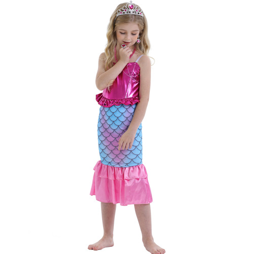 2024 Costume for Kids - Mermaid Princess Dress with Fish Tail, for Girls, Sparkling Dress, Performance Costume