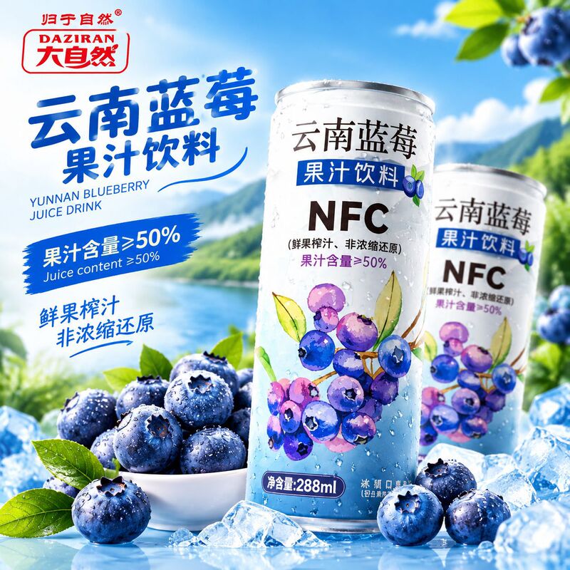 Nature's Blueberry Juice Drink - Yunnan Fresh Fruit Squeezed, Non-Concentrated, High Juice Content, Canned Beverage Nature's Blueberry Juice Drink - Yunnan Fresh Fruit Squeezed, Non-Concentrated, High Juice Content, Canned Beverage