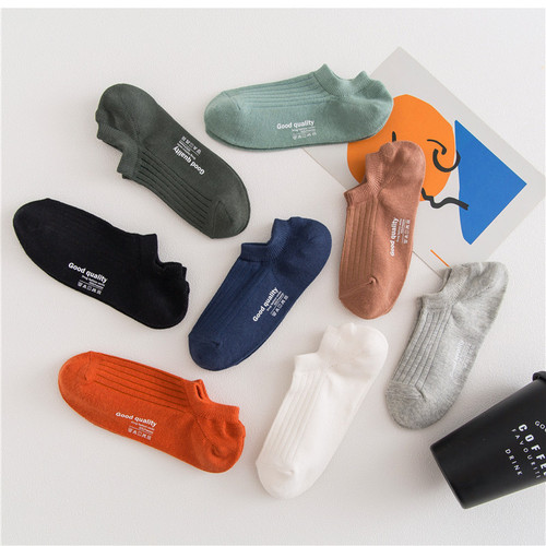 Summer Basic Print Men's Ship Socks Sweat Absorbent Solid Color Breathable Japanese Style Socks Men Ginger Deer Knitted Wholesaling