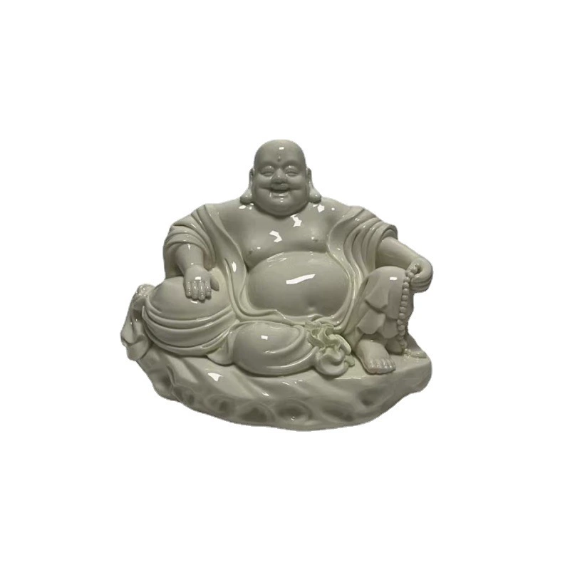 Ceramic crafts Maitreya Buddha statue with big belly and laughing Buddha living room home decorations Buddhist household supplies white porcelain