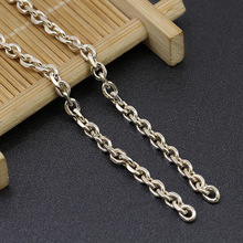 S925银太角链项链条粗2-5mm车花十字链diy半成品银链子配件材料