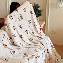 秋冬新款柔软牛奶绒三角针毛毯小清新卡通四季毯宿舍午睡沙发毯子