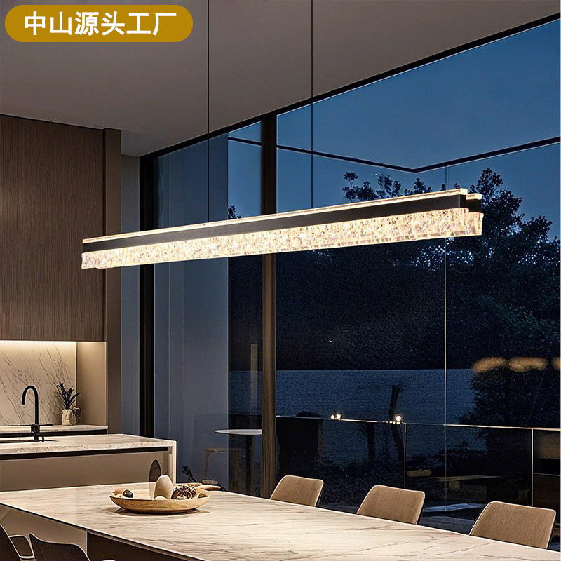 Minimalist Restaurant Lamp, Simple Italian Light Luxury One-Line Strip Lamp, Designer Tea Room Island Table, Dining Room Table Chandelier Minimalist Restaurant Lamp, Simple Italian Light Luxury One-Line Strip Lamp, Designer Tea Room Island Table, Dining Room Table Chandelier