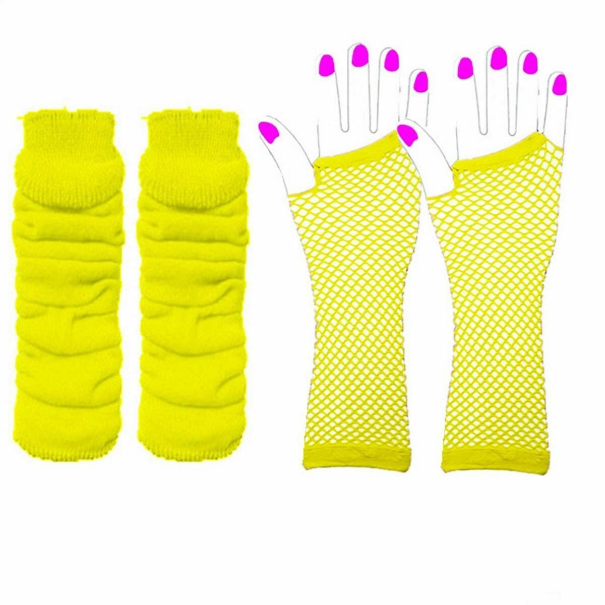 1980 solo partido vestido de cuatro colores neón collar pulsera Lightning pendientes red pesca guantes pierna calcetines seis traje