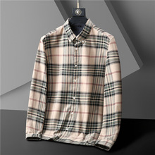 春秋新款大码男装格子衬衫肥佬大号宽松休闲磨毛法兰绒长袖衬衣胖