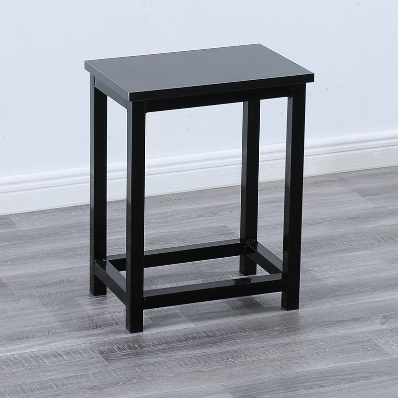 Taburete de taller al por mayor, línea de montaje de fábrica, taburete de trabajo, taburete cuadrado pequeño de acero y madera, taburete de hierro de comida rápida, oro de entrenamiento