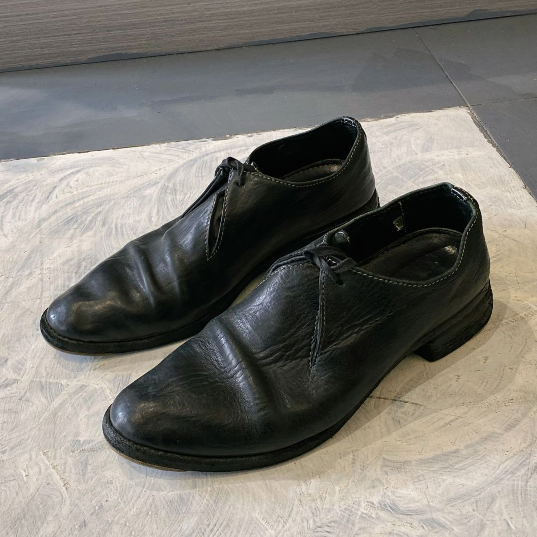 Replica Ccp Horsehide Leather Women's Dark Derby Shoes, Washed Lace-Up Single Shoes, Retro Shoes with Chunky Heels and Height-Increasing Shoes