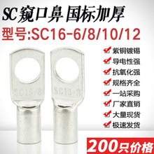 SC16-5/6/8/10窥口短铜鼻子铜线耳 16平方压线鼻镀锡接线端子加厚