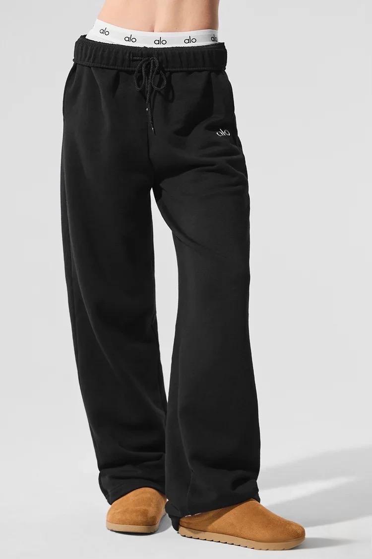 ALO 2025 otoño nuevo logotipo simple pantalones deportivos casuales de algodón para hombres y mujeres image 7