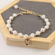 韓國氣質潮流淡水珍珠拼接水晶手鏈八角珠子串珠ins設計手飾女