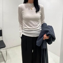 春秋西装内搭小立领白色打底衫女卫衣叠穿薄款磨毛长袖t恤半高领