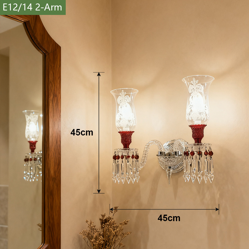 Luz de lujo de cristal francés lámpara de pared de fondo de la sala de estar moderna y simple dormitorio cabezal de cama pasillo lámpara retro