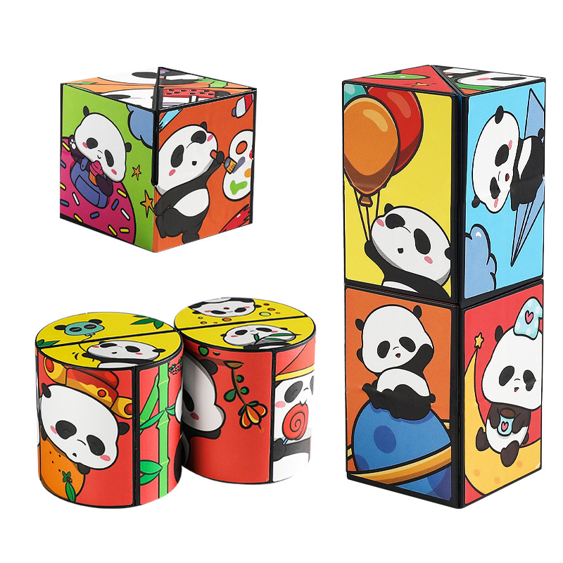 Panda Children's Variety of Rubik's Cube National Trend Figure Geometric Educational Toy Decompression Cartoon Hands-On Wholesale Gift for Toddlers