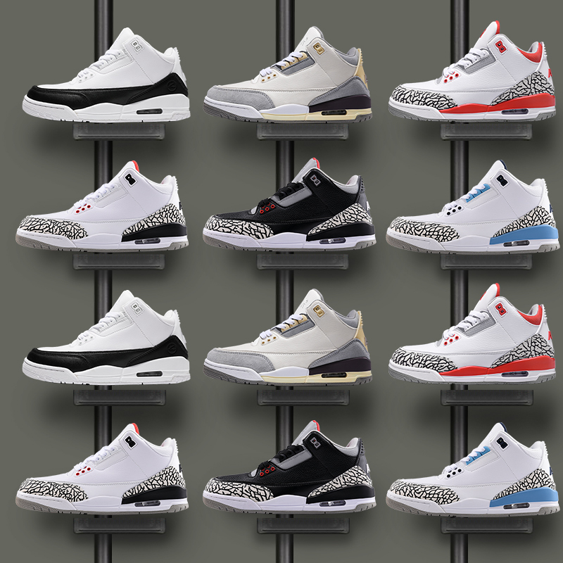 Putian Shoes Aj3 Cross-Border Men's Shoes White Cement Hiroshi Fujiwara High-Top Basketball Sneakers Joe 3 Unisex Air-Cushioned Practical Shoes
