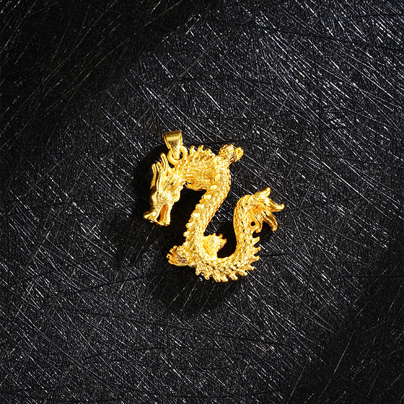 Collar Tradicional Chino con Dragón del Zodiaco, Estilo Chino Vietnamita, Chapado en Oro, Regalo del Año del Dragón, Joyería de Dragón Volador que No se Destiñe
