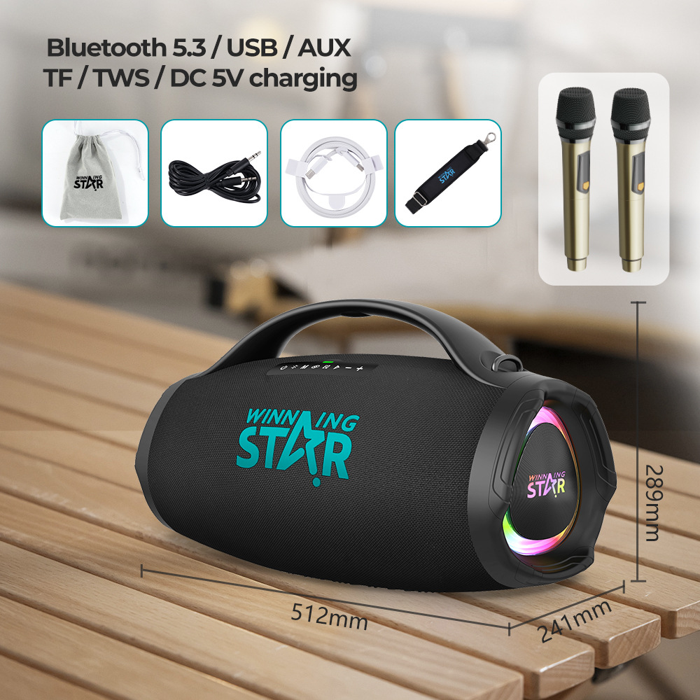 WINNING STAR Comercio exterior transfronterizo portátil al aire libre de alta potencia DSP fiesta audio 9D altavoz Bluetooth inalámbrico