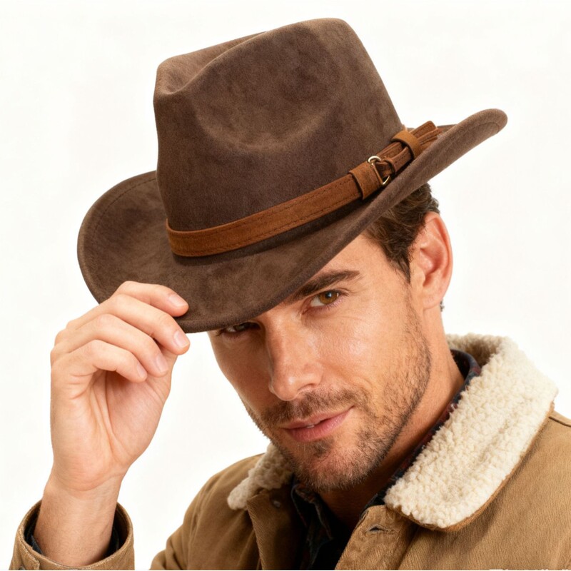 Men's and Women's Western Outdoor Sun Hats with Fashionable Straps Are Suitable for Casual and Cowboy Outfits