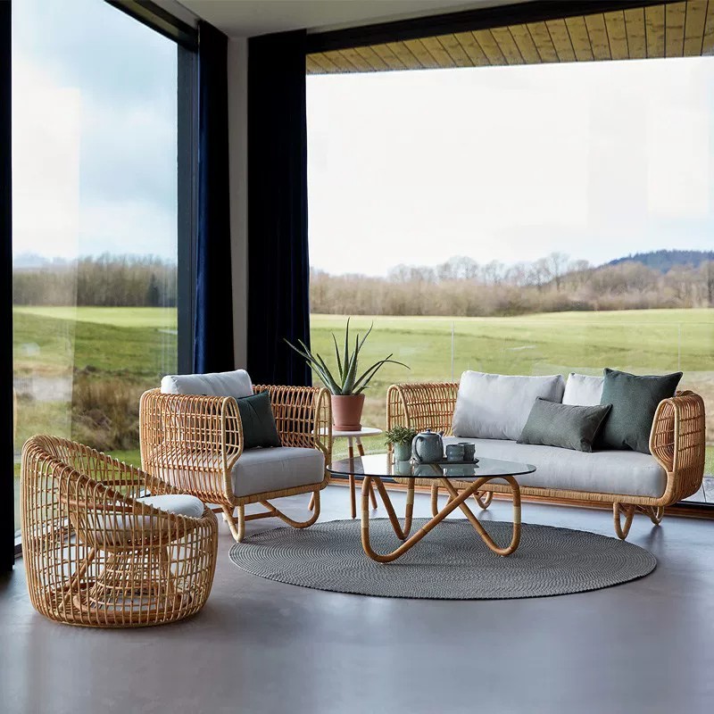 Outdoor rattan furniture, garden art, Southeast Asian style, homestay balcony coffee table, indoor courtyard rattan sofa set