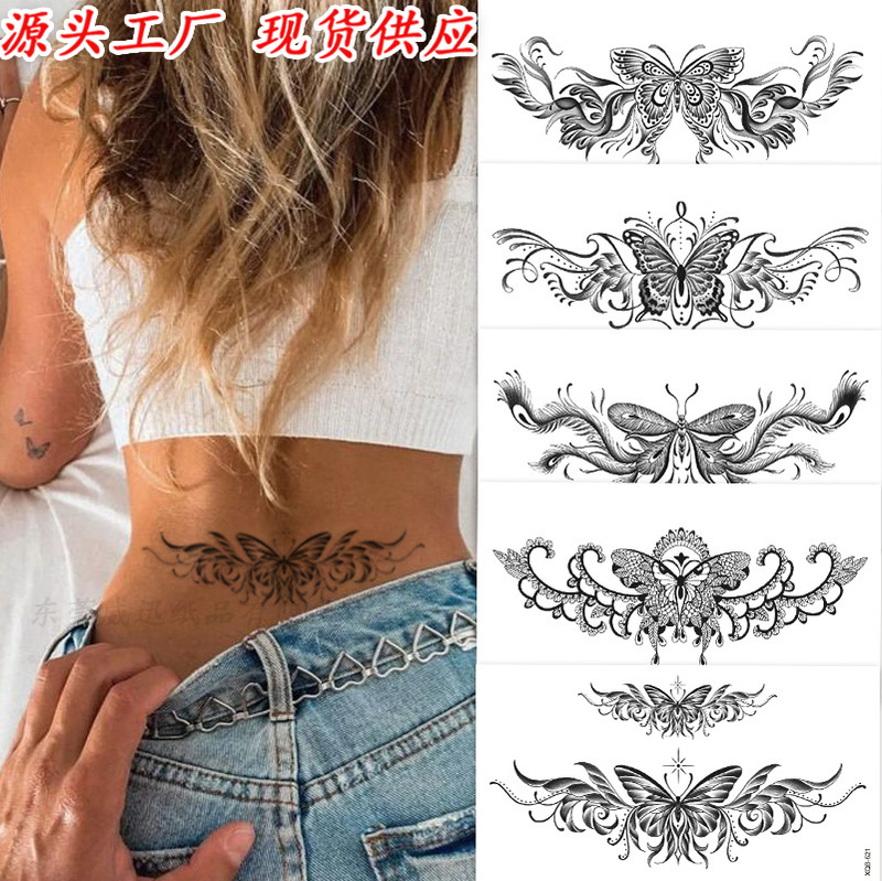 Cross-border direct supply of small full arm tattoo stickers flower letters plain flower tattoo stickers spot stickers tattoo