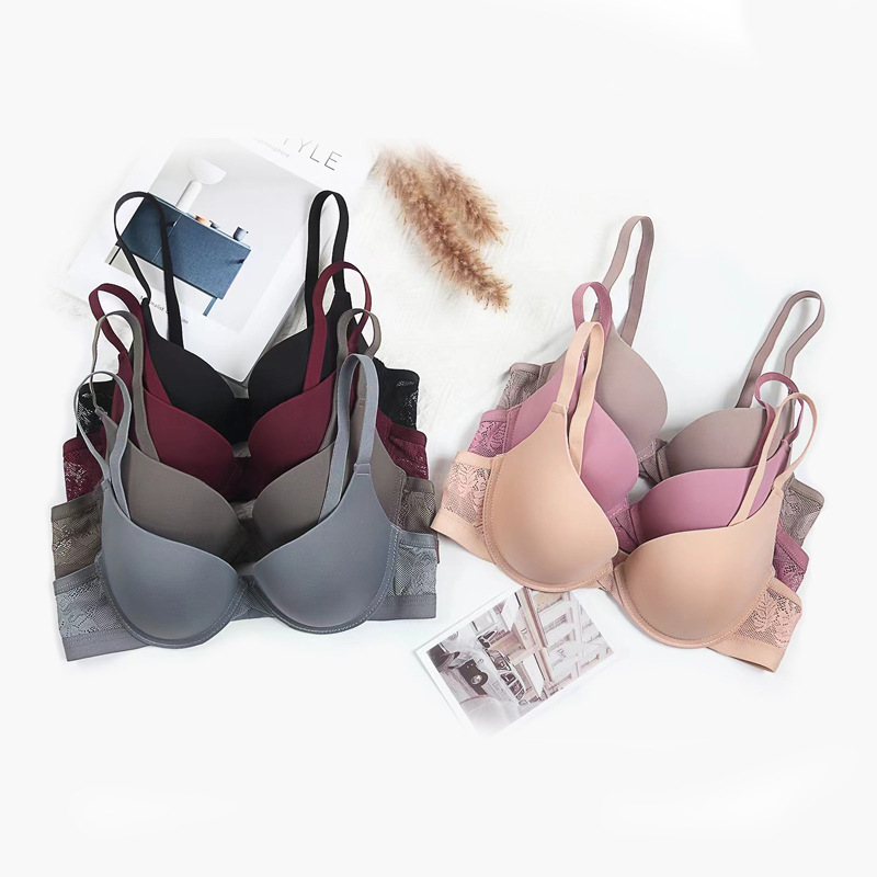 Verano brillante sin marcas sostén de tela de malla de damas respirable soporte profundo V reunido grueso B taza sudeste asiático comercio exterior ropa interior