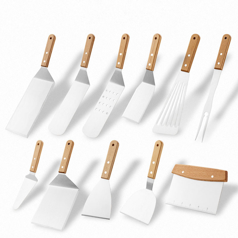 Creativo transfronterizo de acero inoxidable caliente botella de aceite teppanyaki freír pala barbacoa herramientas traje conjunto completo combinación