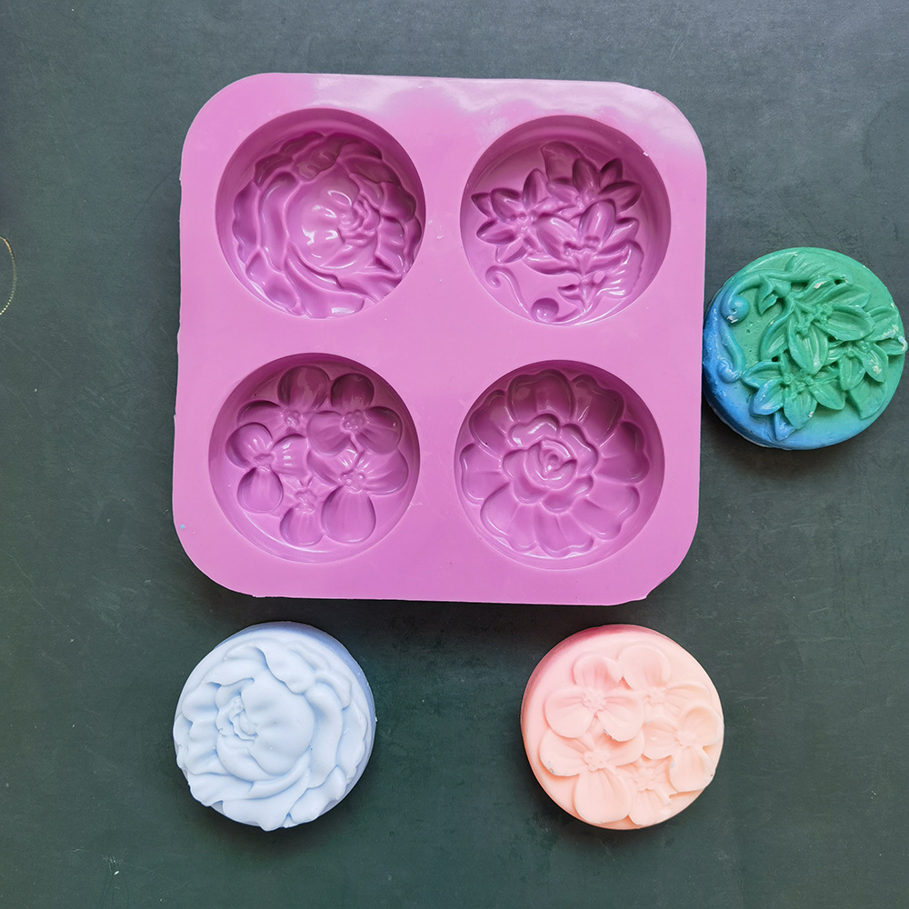 4连不同花形肥皂354巧克力食品级烘焙用品DIY饼干模蛋糕硅胶模具