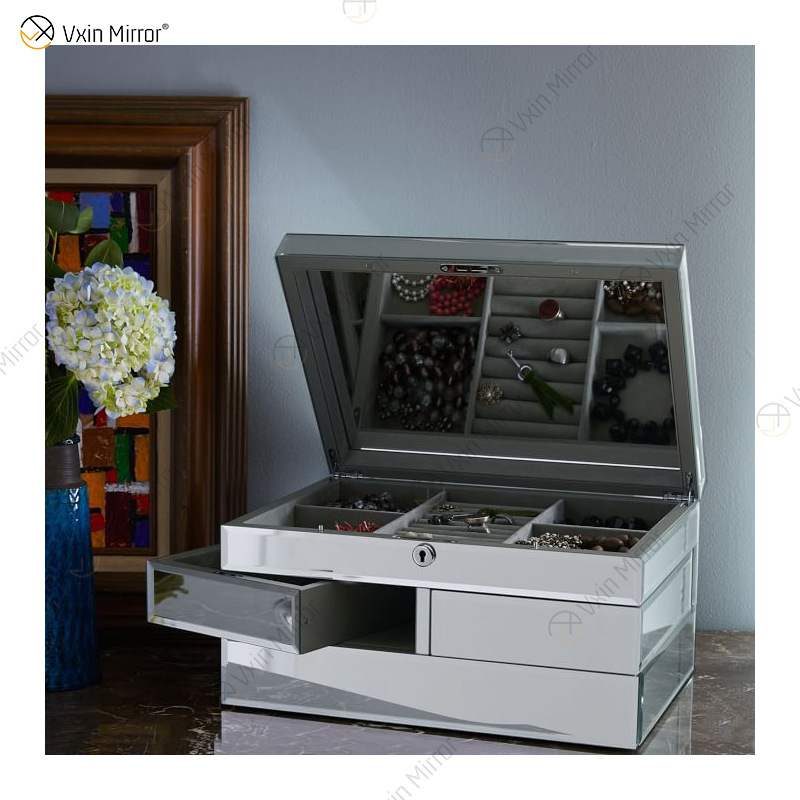 定制首饰盒饰品收纳盒2021新款耳钉项链戒指收纳盒玻璃珠宝盒跨境