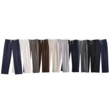 9色跨境亚马逊女装2025秋时尚百搭新款多色双层腰身宽腿裤F610860