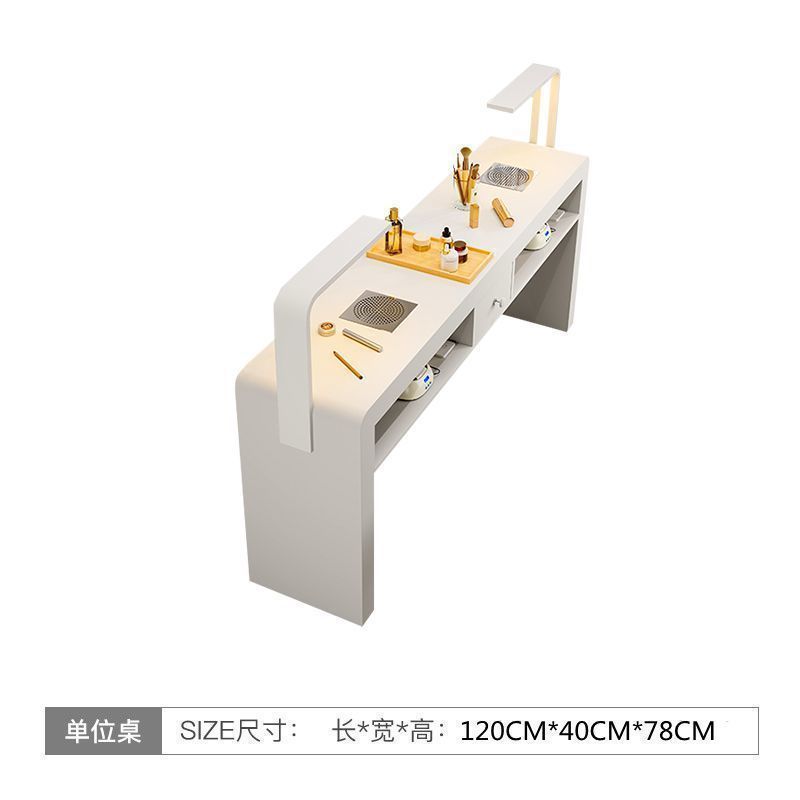 经济型单双人多功能美甲桌椅套装轻奢网红ins美甲台奶油风美甲桌|undefined