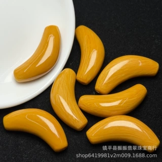 仿黄玉月牙吊坠40×14mm挂件批发 diy饰品古风配饰毛衣链坠饰批发