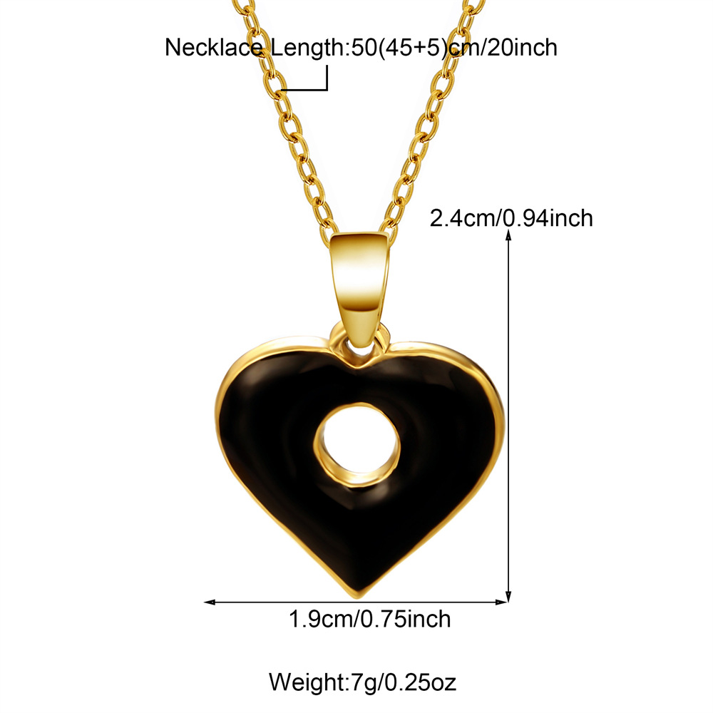 11g Weight 18K Gold Plated Plating Material 304 Stainless Steel Pendant Material Pendant Necklace Classification 304 Stainless Steel Chain Material 1 Piece Quantity Holiday, Daily Occasion 304 Stainless Steel Material Heart Shape Pattern Women's Gender Enamel, Hollow Out Design Casual, Simple Style Style Wholesale Jewelry Casual Simple Style Heart Shape 304 Stainless Steel 18K Gold Plated Enamel Hollow Out Pendant Necklace 2