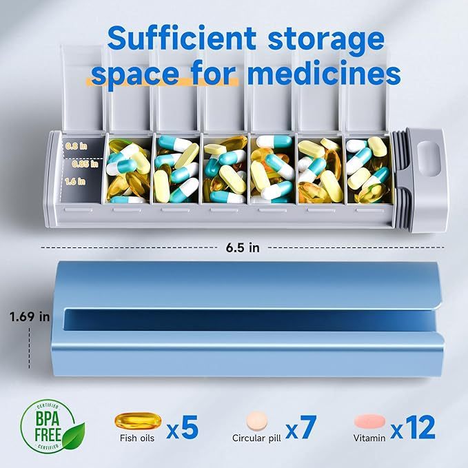 クロスボーダー爆発便利薬箱分装食品級PP材質薬箱7格密封箱錠剤ミニ収納箱|undefined