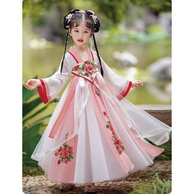 Girls kids Hanfu Fairy Dresses Han Tang suit Chinese princess cosplay skirt children's traditional ancient folk costume kimono Dress for Baby