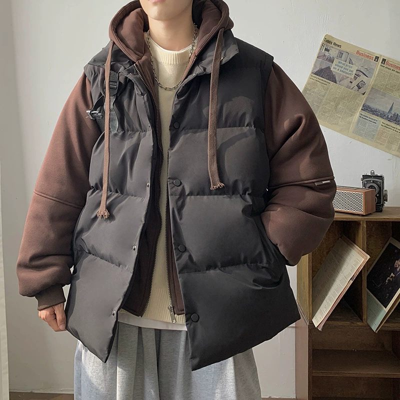 2024 новый зимний новый поддельный два куска пухового хлопка мужской утолщение хлопчатобумажной куртки