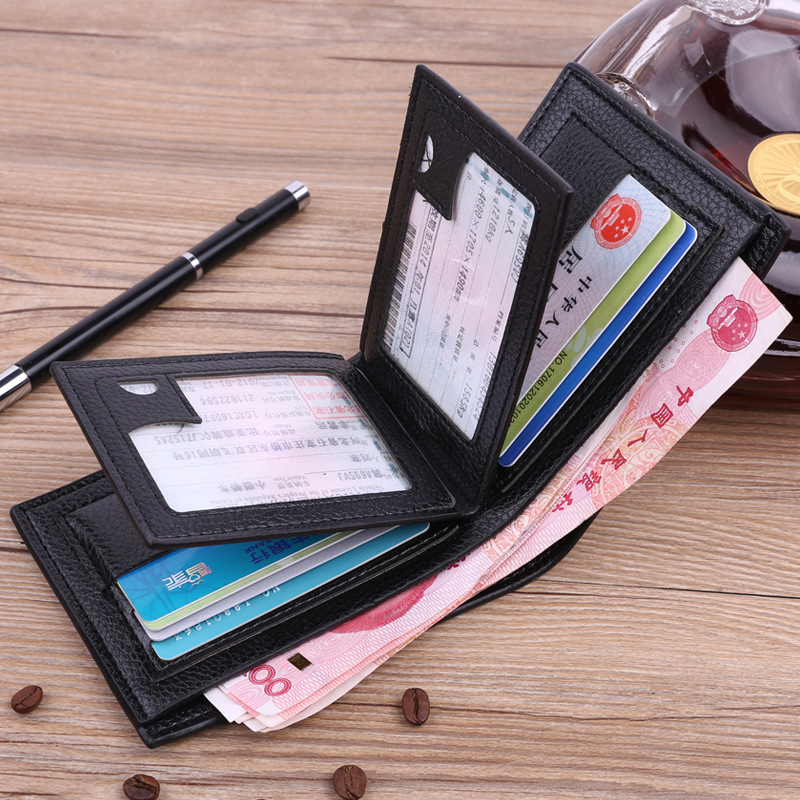 Factory Express men's short driver's license wallet PU driving license wallet driver's license wallet zipper change card holder
