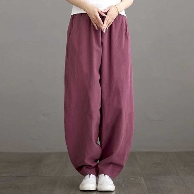 锦弹麻太极裤男女春秋季太极拳练功服装武术训练裤练功裤功夫宽松