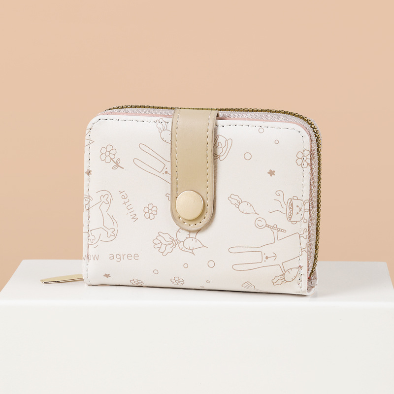 Simples y lindos gatitos de estilo japonés damas hebilla cambio de mano con bolso corto multifuncional para mujeres