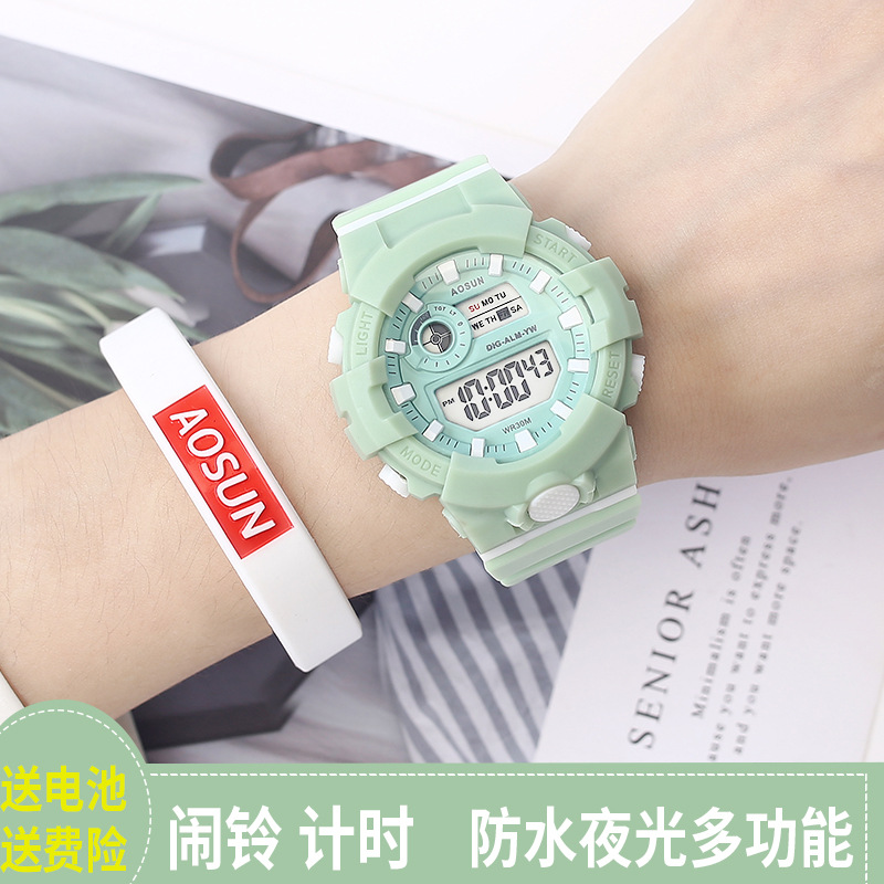 新品电子表 led夜光防水运动手表女户外学生闹钟饰品腕表批发包邮