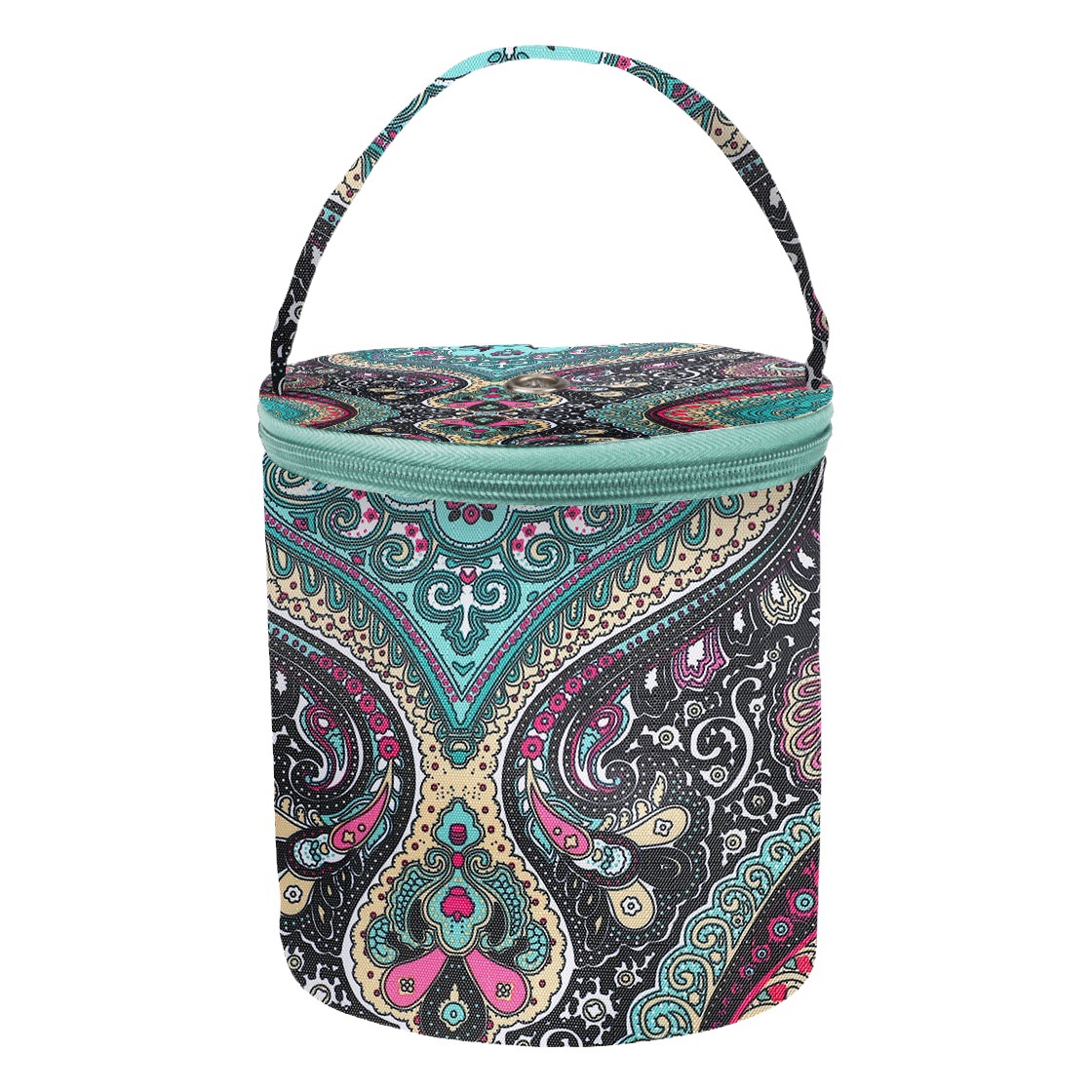 Bolsa de Almacenamiento de Hilo Portátil, Estilo Peonía Verde, para Manualidades, Impresa, Tipo Cubo, de Poliéster, Tamaño Pequeño, Novedad 2025